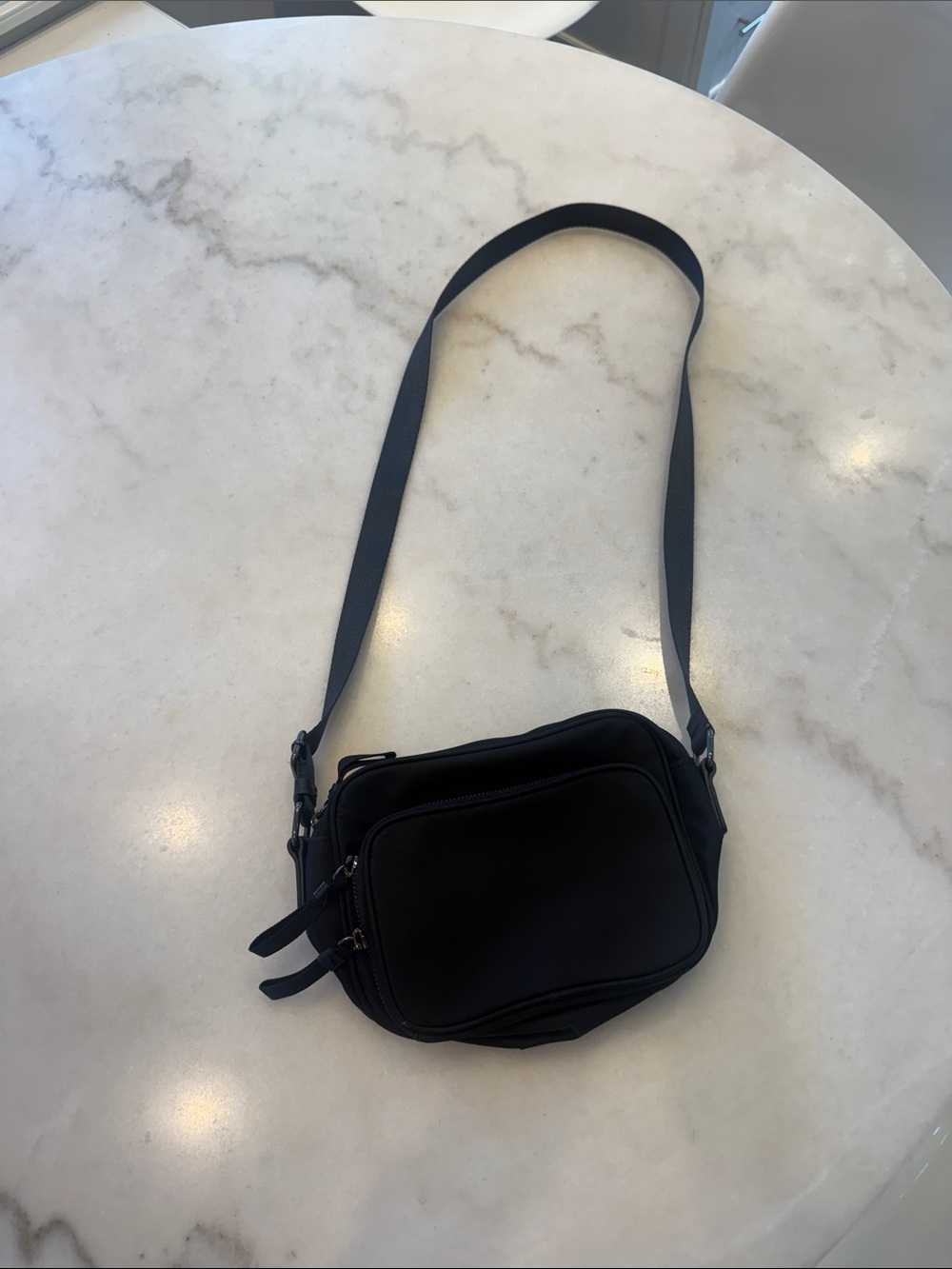 NWOT Barneys New York Black Nylon Crossbody with Front Zip Pocket